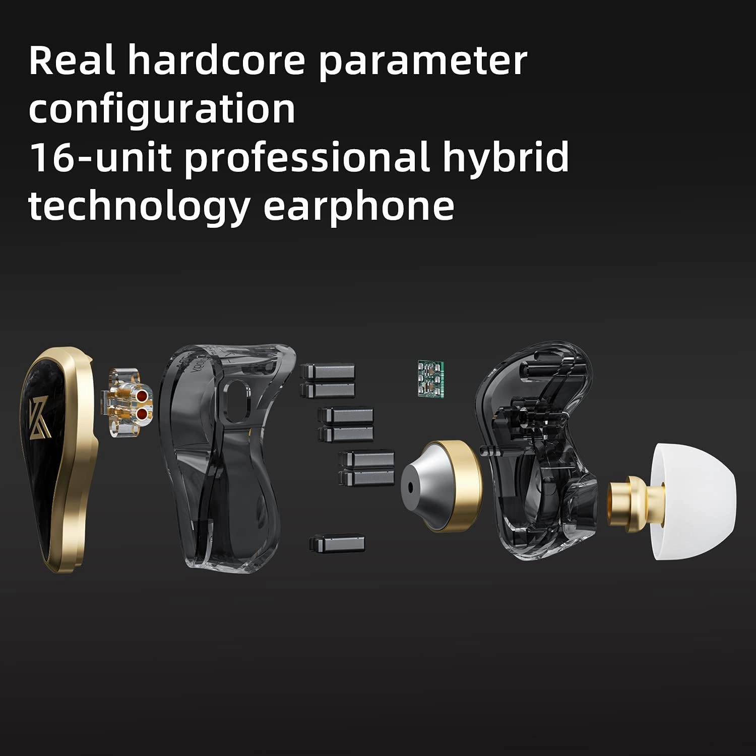 KZ ZAS in-Ear Headphones Wired Earbuds 16-Unit Hybrid in Ear Monitor Earphone 7BA 1DD IEM Earphone with 8 cores Silver Plated Cable(White, with Mic)