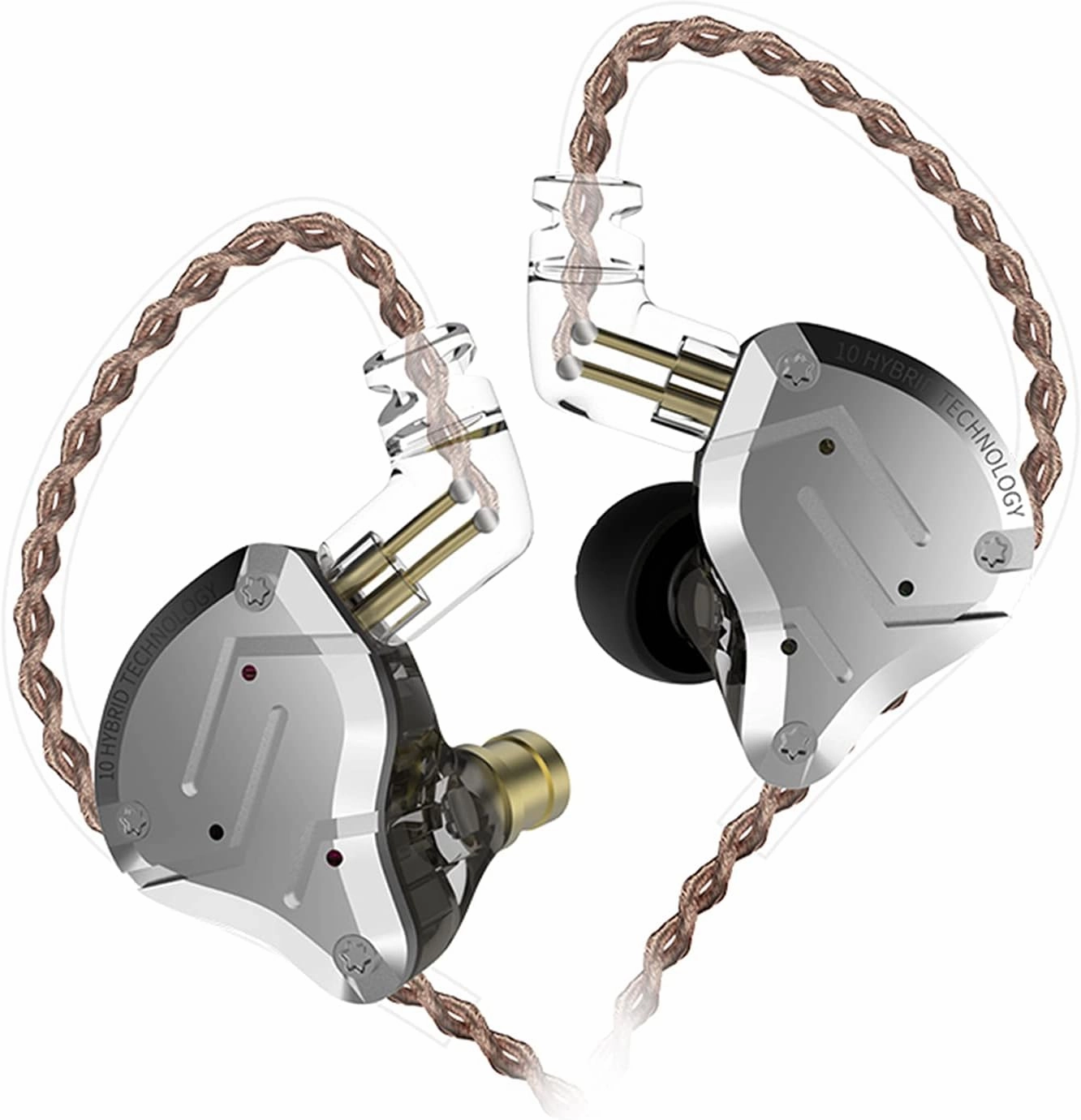 KZ ZS10 Pro in Ear Monitor, 4BA 1DD Hybrid Driver IEM Earphones, HiFi Gaming Earbuds with Stainless Steel Faceplate, in Ear Headphone for Musician Audiophile (Without Mic, Black)