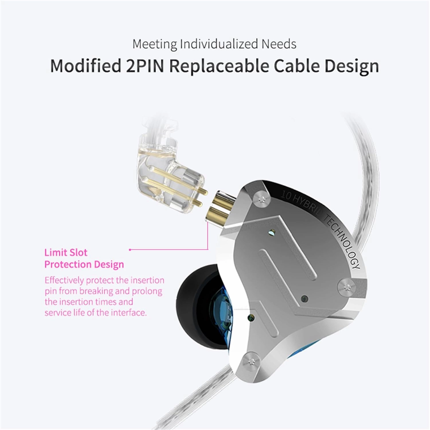 KZ ZS10 Pro in Ear Monitors Wired Headphones, 1DD 4BA Metal IEM, High Fidelity Gaming Earbuds with 2pins Tangle-Free Cable, Noise Cancelling Wired Earphones for PC Game Music (Matte Black, with mic)