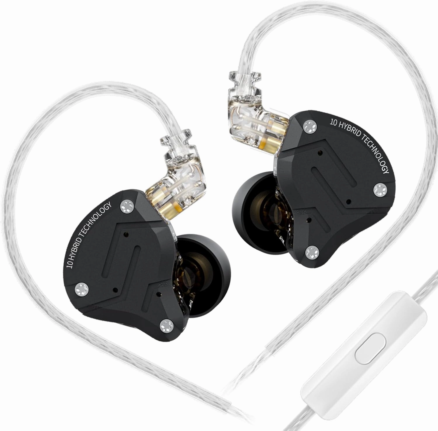 KZ ZS10 Pro in Ear Monitors Wired Headphones, 1DD 4BA Metal IEM, High Fidelity Gaming Earbuds with 2pins Tangle-Free Cable, Noise Cancelling Wired Earphones for PC Game Music (Matte Black, with mic)
