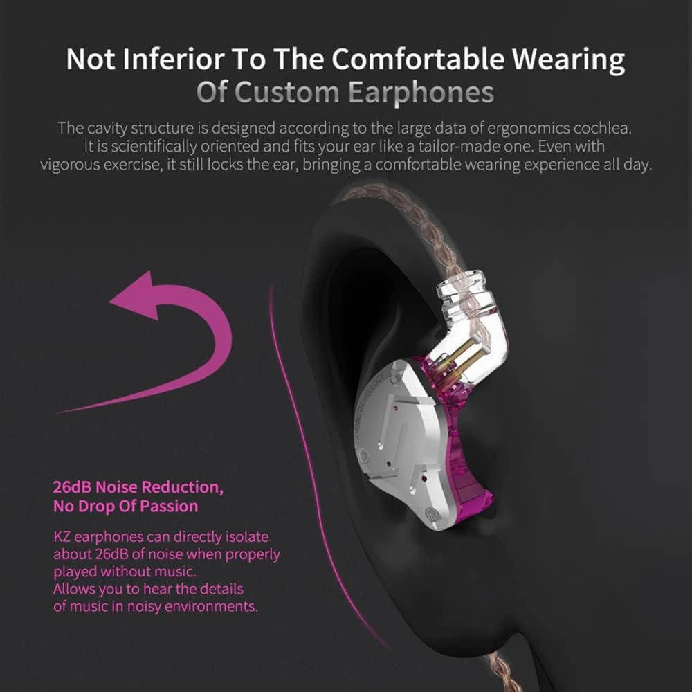 KZ ZS10 Pro in Ear Monitors Wired Headphones, 1DD 4BA Metal IEM, High Fidelity Gaming Earbuds with 2pins Tangle-Free Cable, Noise Cancelling Wired Earphones for PC Game Music (Matte Black, with mic)