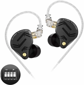 KZ ZS12 Pro X in Ear Monitor Headphones, 1DD 5BA Tuning HiFi KZ IEM Earphones, CNC Metal Gaming Earbuds in-Ear Monitors with Detachable 2Pin-C Cable for Audio Enginners, Musicians, Drummers