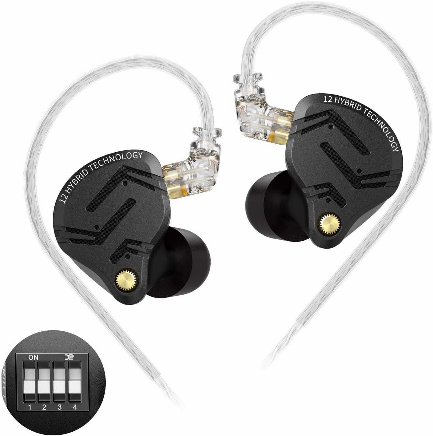 KZ ZS12 Pro X in Ear Monitor Headphones, 1DD 5BA Tuning HiFi KZ IEM Earphones, CNC Metal Gaming Earbuds in-Ear Monitors with Detachable 2Pin-C Cable for Audio Enginners, Musicians, Drummers
