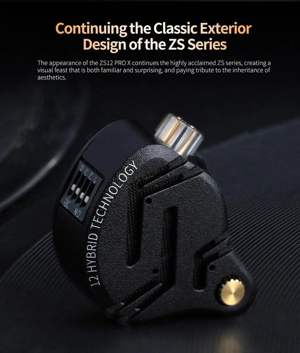 KZ ZS12 PRO X in Ear Monitor with Adjust Tuning Switch Earphone,KZ ZS10 PRO X Upgraded Version 1DD 5BA HiFi Wired Earbuds Noise Cancelling Earphone with Full Metal Cavity for Musicians/Singers