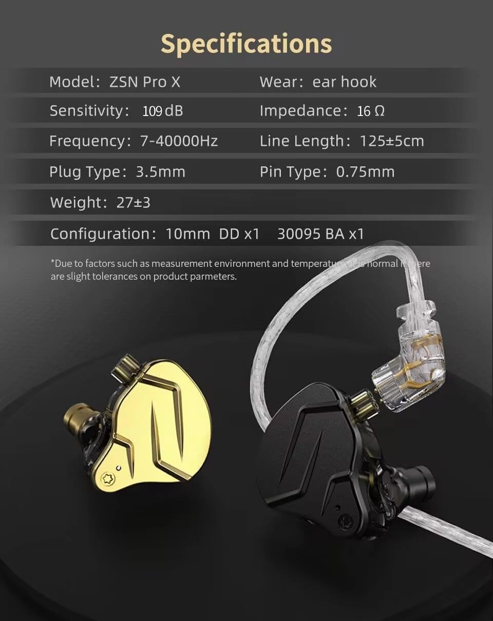 KZ ZSN Pro X in Ear Monitor Earphone 1BA 1DD Wired Earphone HiFi Sport Gaming Earbuds Headphones Compatibility for Phone Computer Tablet