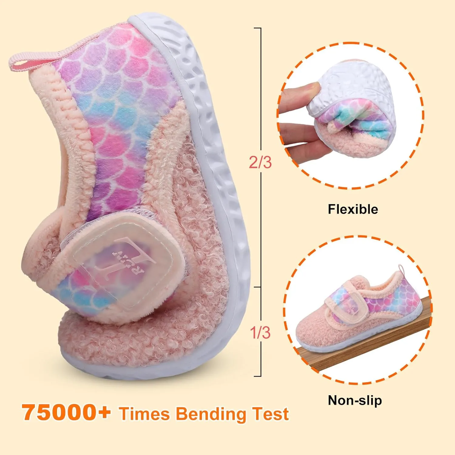 L-RUN Toddler Slippers for Girls Boys Warm Household Shoes Kids Winter Slippers with Microfleece Lining for Indoor Outdoor