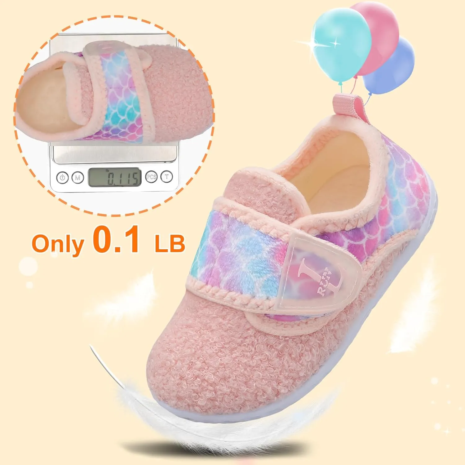 L-RUN Toddler Slippers for Girls Boys Warm Household Shoes Kids Winter Slippers with Microfleece Lining for Indoor Outdoor