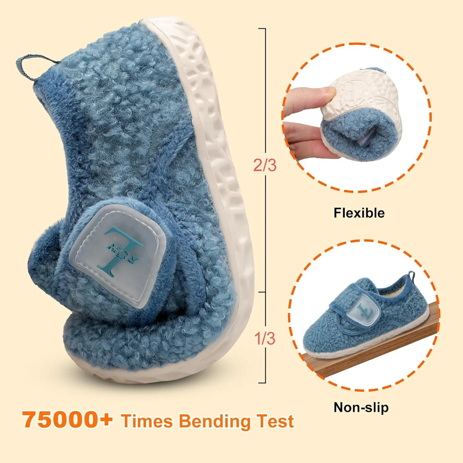 L-RUN Toddler Slippers for Girls Boys Warm Household Shoes Kids Winter Slippers with Microfleece Lining for Indoor Outdoor