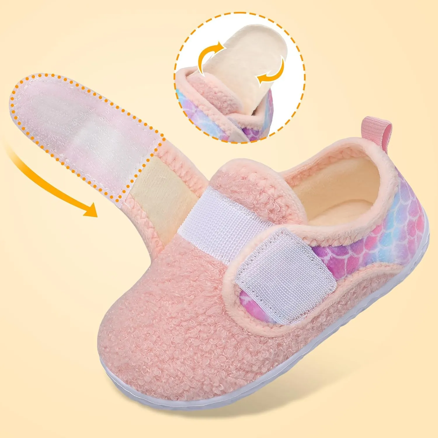 L-RUN Toddler Slippers for Girls Boys Warm Household Shoes Kids Winter Slippers with Microfleece Lining for Indoor Outdoor