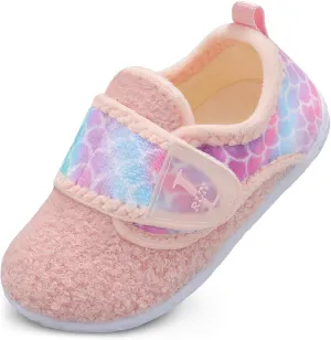 L-RUN Toddler Slippers for Girls Boys Warm Household Shoes Kids Winter Slippers with Microfleece Lining for Indoor Outdoor
