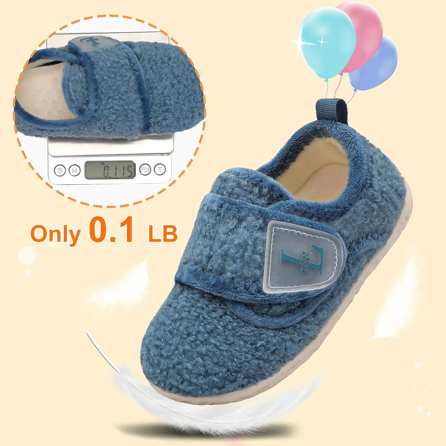 L-RUN Toddler Slippers for Girls Boys Warm Household Shoes Kids Winter Slippers with Microfleece Lining for Indoor Outdoor
