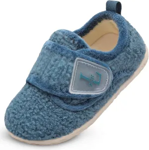 L-RUN Toddler Slippers for Girls Boys Warm Household Shoes Kids Winter Slippers with Microfleece Lining for Indoor Outdoor
