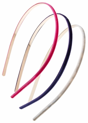 L. Erickson Velvet Skinny Headband 3-Pack, Fuchsia/Purple/Grey