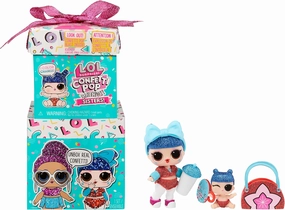 L.O.L. Surprise! Confetti Pop Birthday Sisters- with Collectible Doll, Lil Sister, 10 Surprises, Confetti Surprise unboxing, Accessories, Limited Edition Doll, Present Box Packaging
