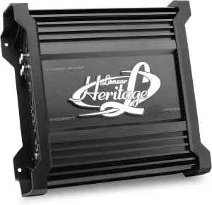 Lanzar Mono-Block Mosfet Amplifier - 2 Ohm Stable, Heritage Series Amplifier,Low Pass Filter, Chrome RCA Inputs, Power Speaker Terminals, 5 Way Protections with Bass Boost Circuitry HTG138.5