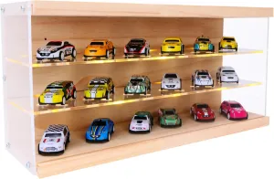 Large Acrylic Display Case for 1/64 Scale Diecast Cars - 18-Car Storage Organizer, Dust-Proof Cabinet with Adjustable Shelves, Compatible with Model Toy Collections