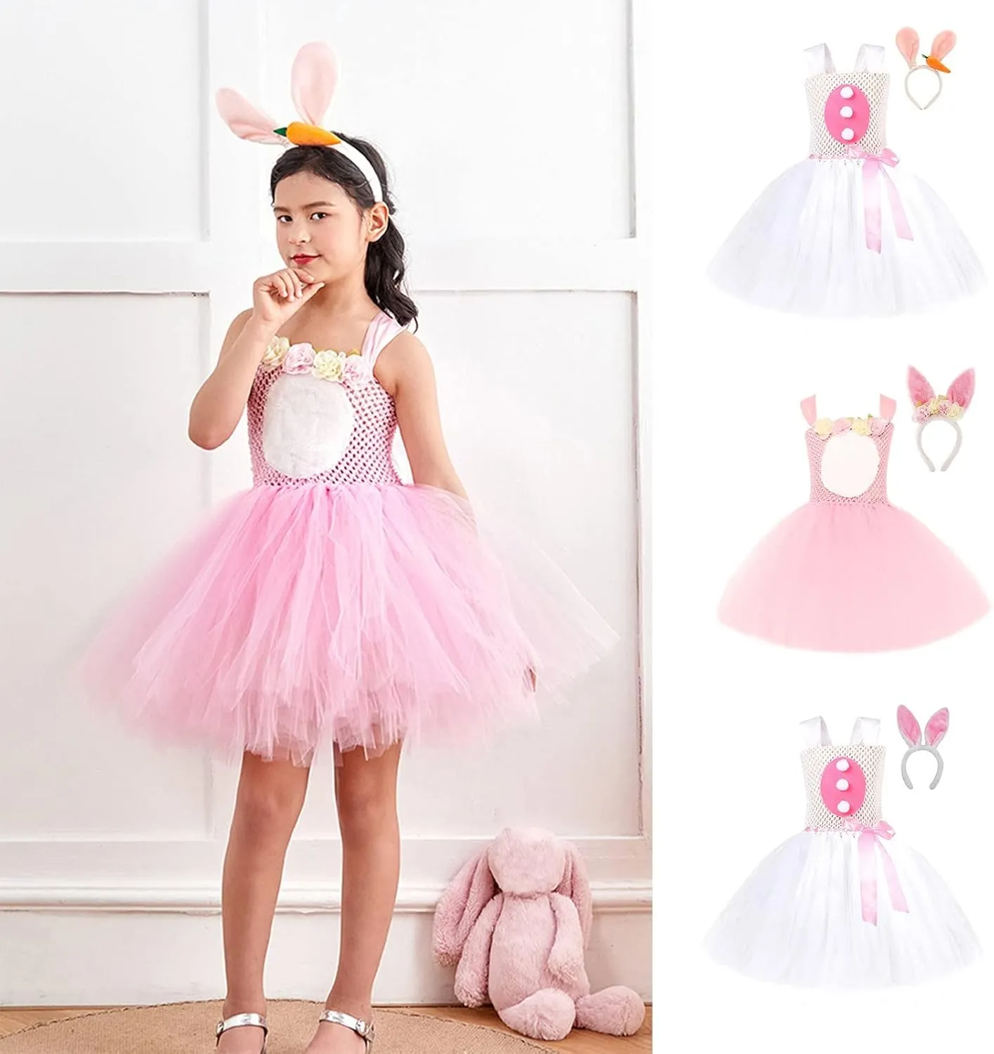 Large Girls Dress Toddler Girls Adorable Easter Bunny Cosplay Princess Dress Cute Plush 2t Thanksgiving Outfit