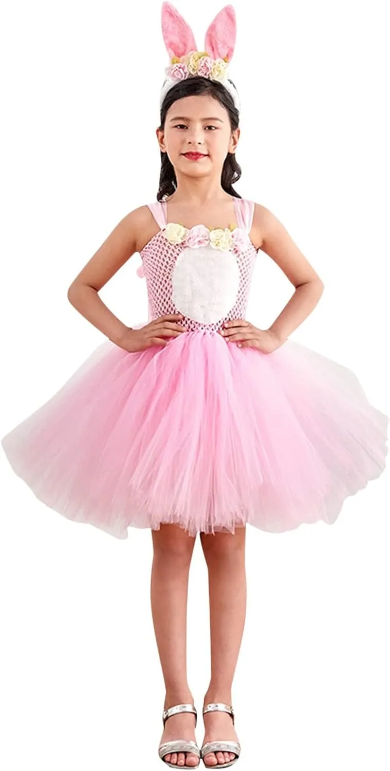 Large Girls Dress Toddler Girls Adorable Easter Bunny Cosplay Princess Dress Cute Plush 2t Thanksgiving Outfit