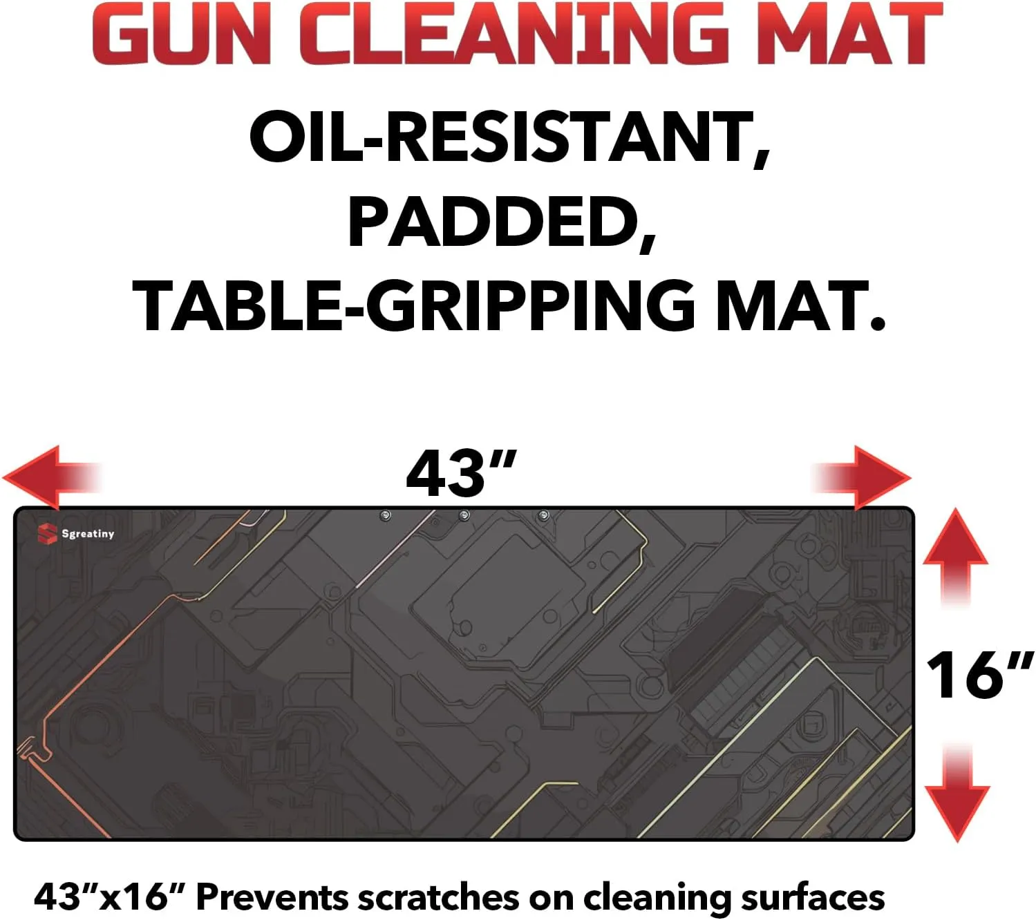 Large Gun Cleaning Mat,Work mat,Double Thickness Anti Slip Pads,Table-gripping Gunsmith Mat,Protective Workbench Mats,Rifle,Pistol,Shotgun Cleaning Mats for All Guns