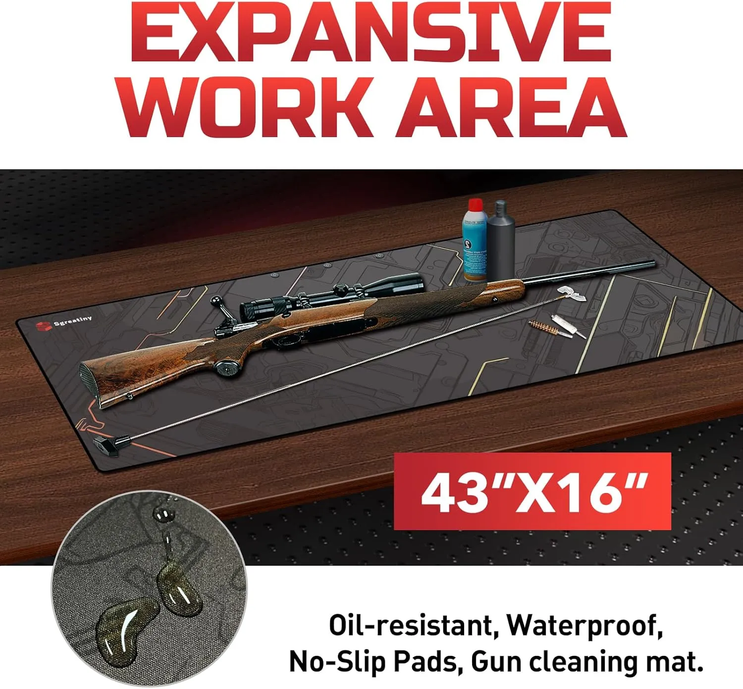 Large Gun Cleaning Mat,Work mat,Double Thickness Anti Slip Pads,Table-gripping Gunsmith Mat,Protective Workbench Mats,Rifle,Pistol,Shotgun Cleaning Mats for All Guns