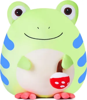 Large Tree Frog Plush Pillow Stuffed Animal Toy,Big Size Cute Soft 14" Fat Kawaii Hugging Cuddle Huggable Plushie,Gift for Kids (Tree Frog)