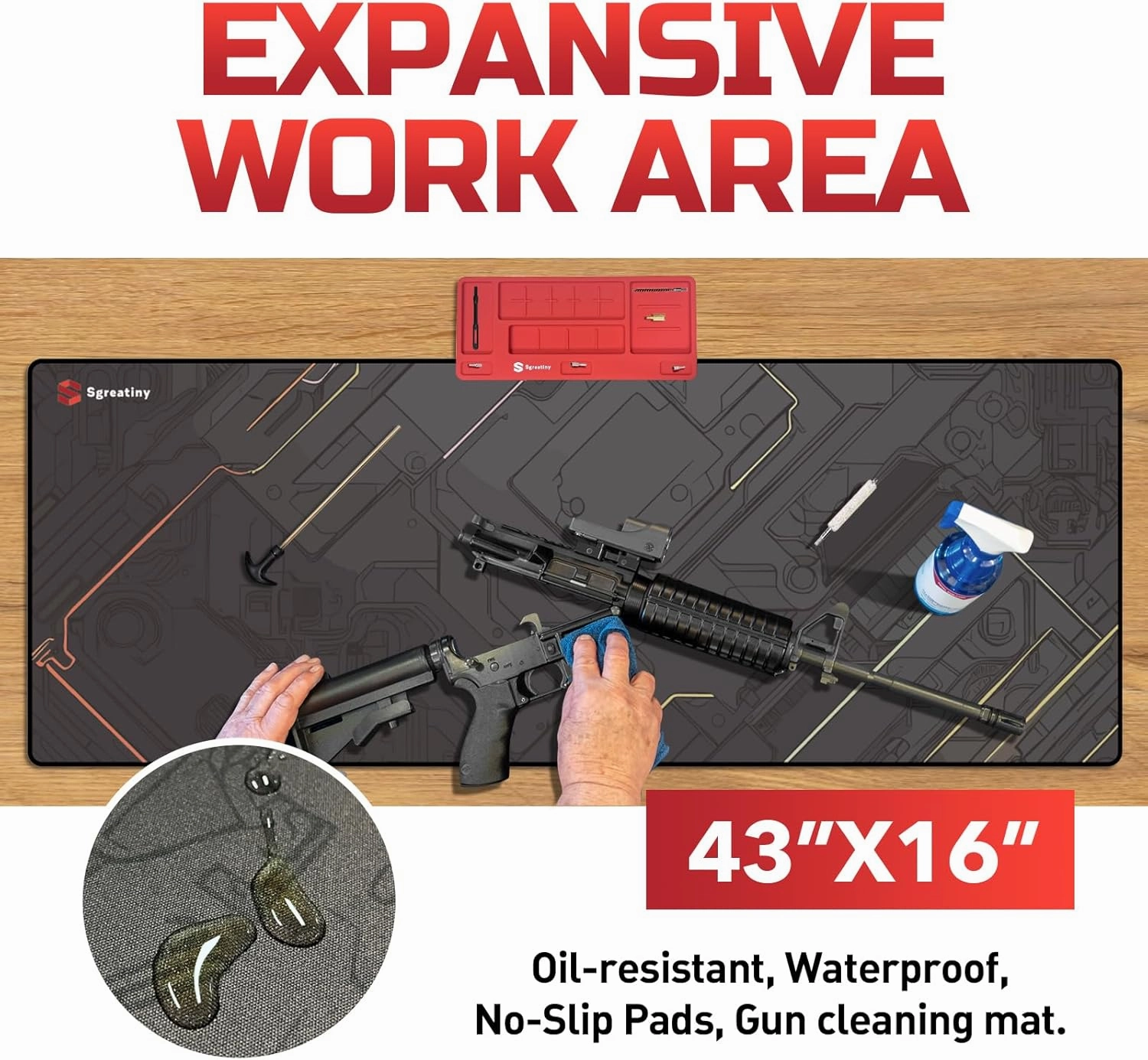 Large Gun Cleaning Mat,Work mat,Double Thickness Anti Slip Pads,Table-gripping Gunsmith Mat,Protective Workbench Mats,Rifle,Pistol,Shotgun Cleaning Mats for All Guns