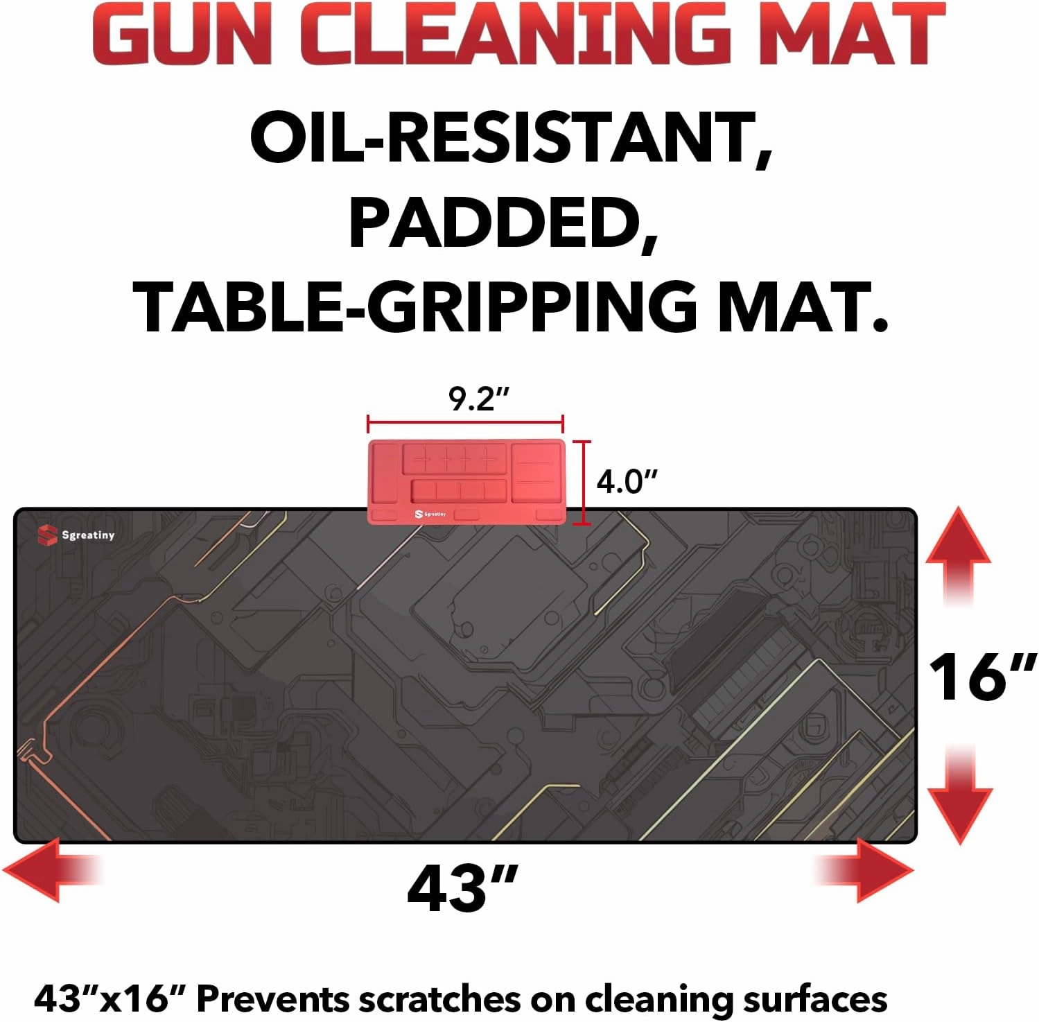 Large Gun Cleaning Mat,Work mat,Double Thickness Anti Slip Pads,Table-gripping Gunsmith Mat,Protective Workbench Mats,Rifle,Pistol,Shotgun Cleaning Mats for All Guns
