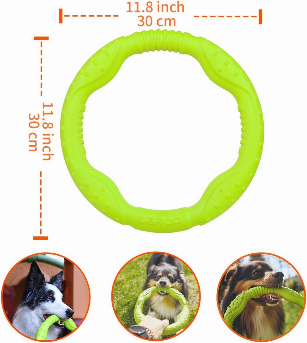 LaRoo Dog Ring Toy - Durable Flying Ring for Fetch, Water Play & Training | Tough Chew-Proof Design for Aggressive Chewer Breeds, Easy-Throw Lightweight Frisbee for Medium/Large Dogs(Green/30cm)