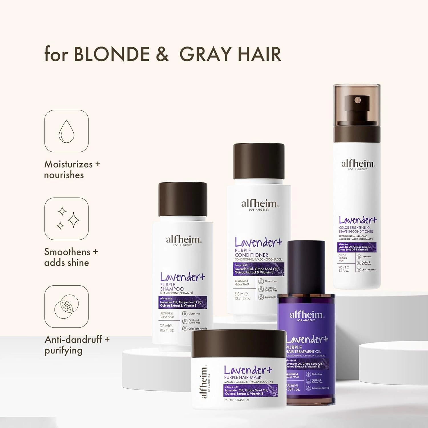 Lavender  Purple Hair Care Gift Set | Purple Shampoo & Conditioner for Blonde, Silver & Highlighted Hair | Neutralizes Brass, Hydrates & Shines | Sulfate-Free, Color-Safe | Holiday Gift Set