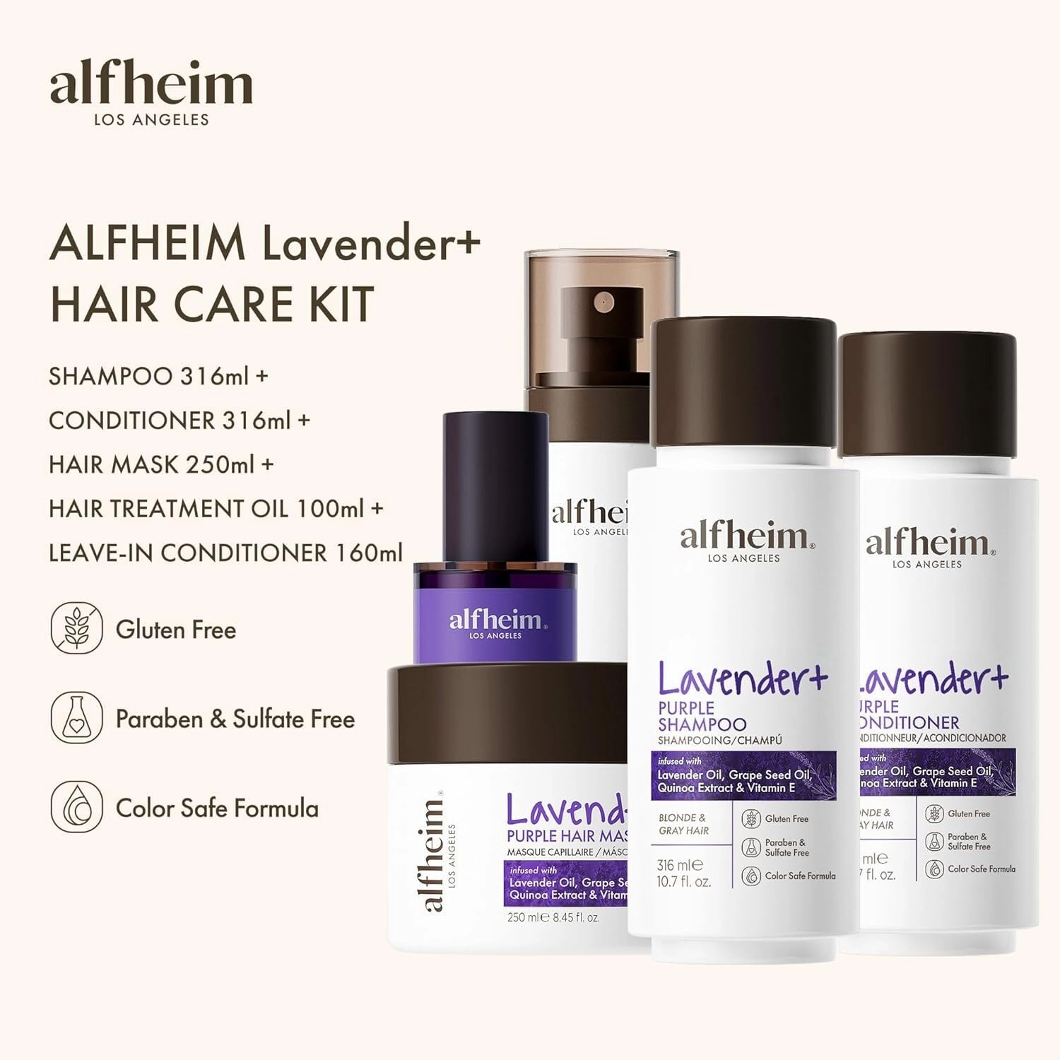 Lavender  Purple Hair Care Gift Set | Purple Shampoo & Conditioner for Blonde, Silver & Highlighted Hair | Neutralizes Brass, Hydrates & Shines | Sulfate-Free, Color-Safe | Holiday Gift Set