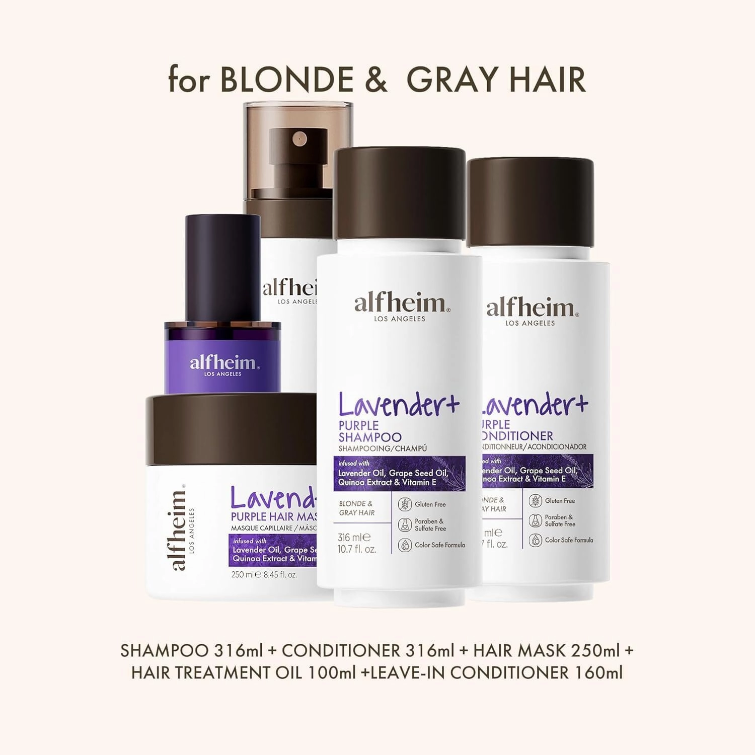 Lavender  Purple Hair Care Gift Set | Purple Shampoo & Conditioner for Blonde, Silver & Highlighted Hair | Neutralizes Brass, Hydrates & Shines | Sulfate-Free, Color-Safe | Holiday Gift Set
