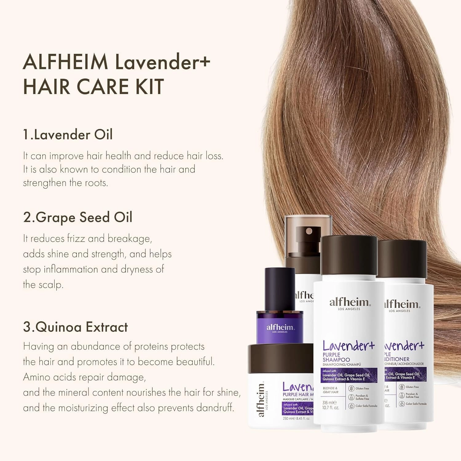 Lavender  Purple Hair Care Gift Set | Purple Shampoo & Conditioner for Blonde, Silver & Highlighted Hair | Neutralizes Brass, Hydrates & Shines | Sulfate-Free, Color-Safe | Holiday Gift Set