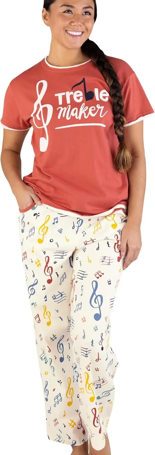 Lazy One Women's Pajama Set, Short Sleeves with Cute Prints, Relaxed Fit