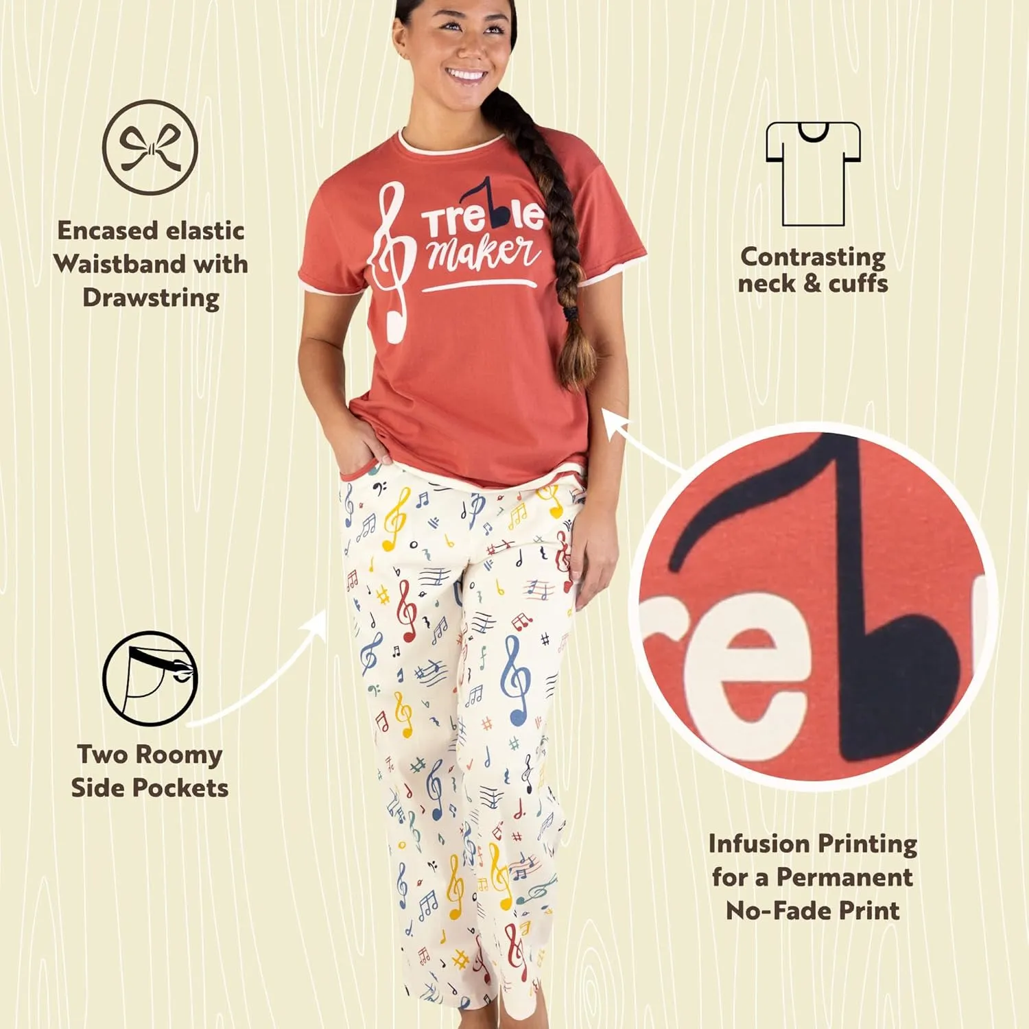 Lazy One Women's Pajama Set, Short Sleeves with Cute Prints, Relaxed Fit