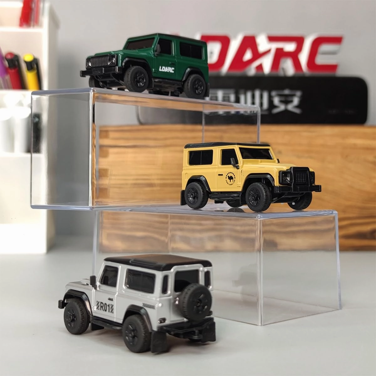 LDARC 1:64 Scale Mini RC Crawler RTR RC Rock Truck, 2.4G Hobby Grade Remote Control Car Model with Interactive Light Set for Adults - Yellow
