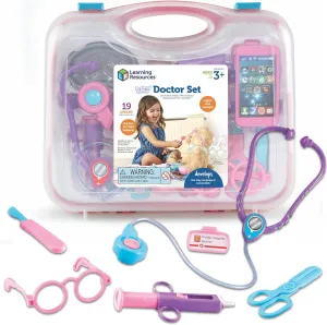 Learning Resources Pretend and Play Doctor Kit - 19 Piece Set, Ages 3  Doctor Kit for Kids, Pink Doctor Costume, Toy Medical Kit, Toddler Social Emotional Learning Toys