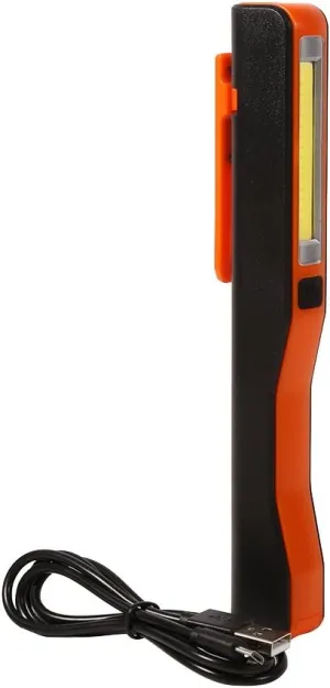 Led Torch Rechargeable, Inspection Lamp USB Magnetic Clip Work Light, Super Bright COB Flashlight with Rechargeable Battery, Lightweight Portable for Home or Outdoor Use (Red)