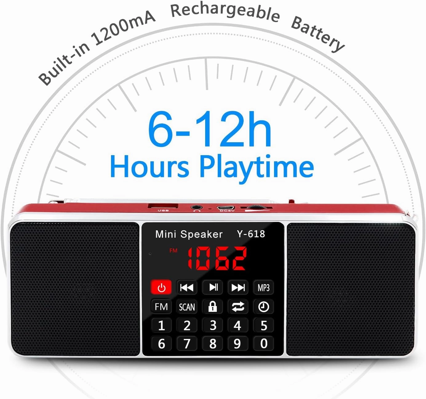 LEFON Multifunction Digital FM Radio Media Speaker MP3 Music Player Support TF Card USB Drive with LED Screen Display and Setting Timing Shutdown Function (Red)