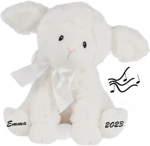 Lena Lamb Musical Stuffed Animal - Keywind Music Plush Keepsake Gift with Custom Name