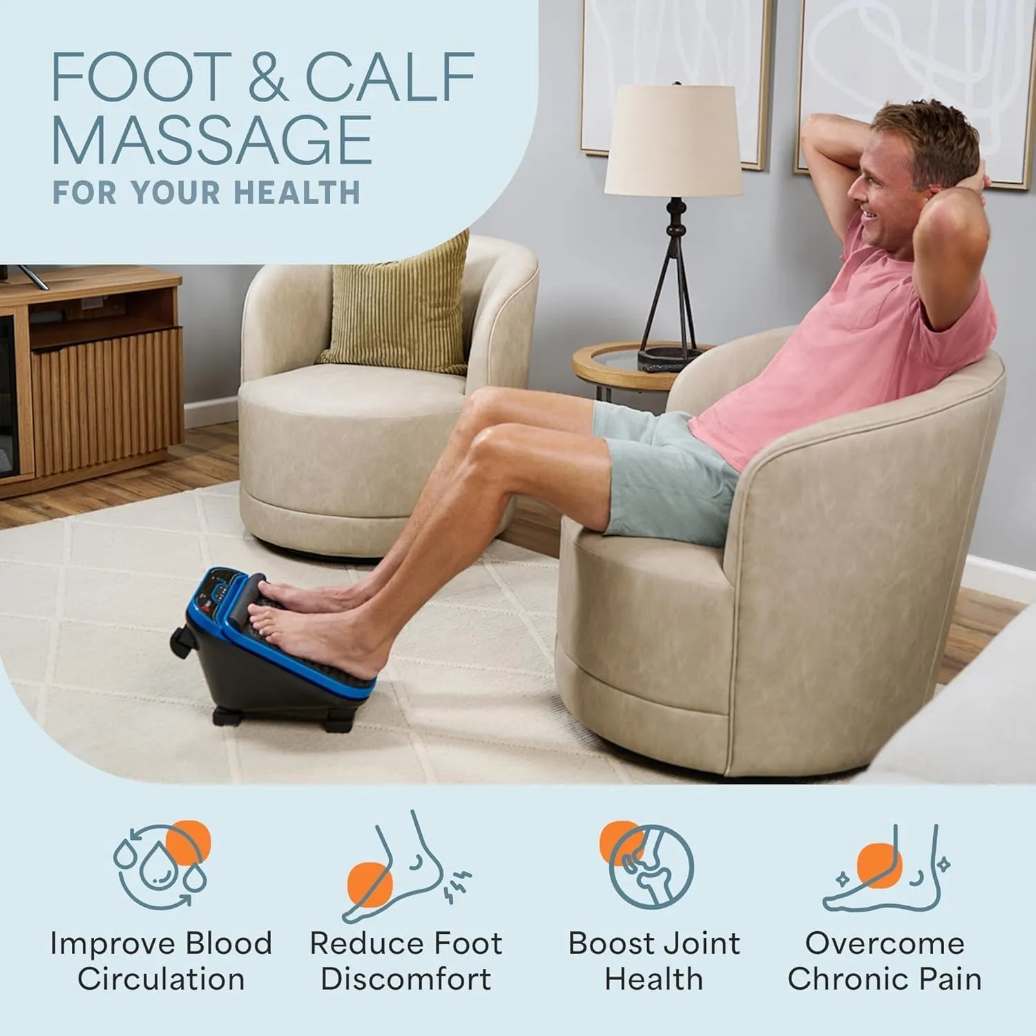 LifePro Foot Massager for Neuropathy - Relaxing Calf and Foot Therapy with Heat Option for Maximum Soothing Relief - Massager for Blood Circulation and Revitalization