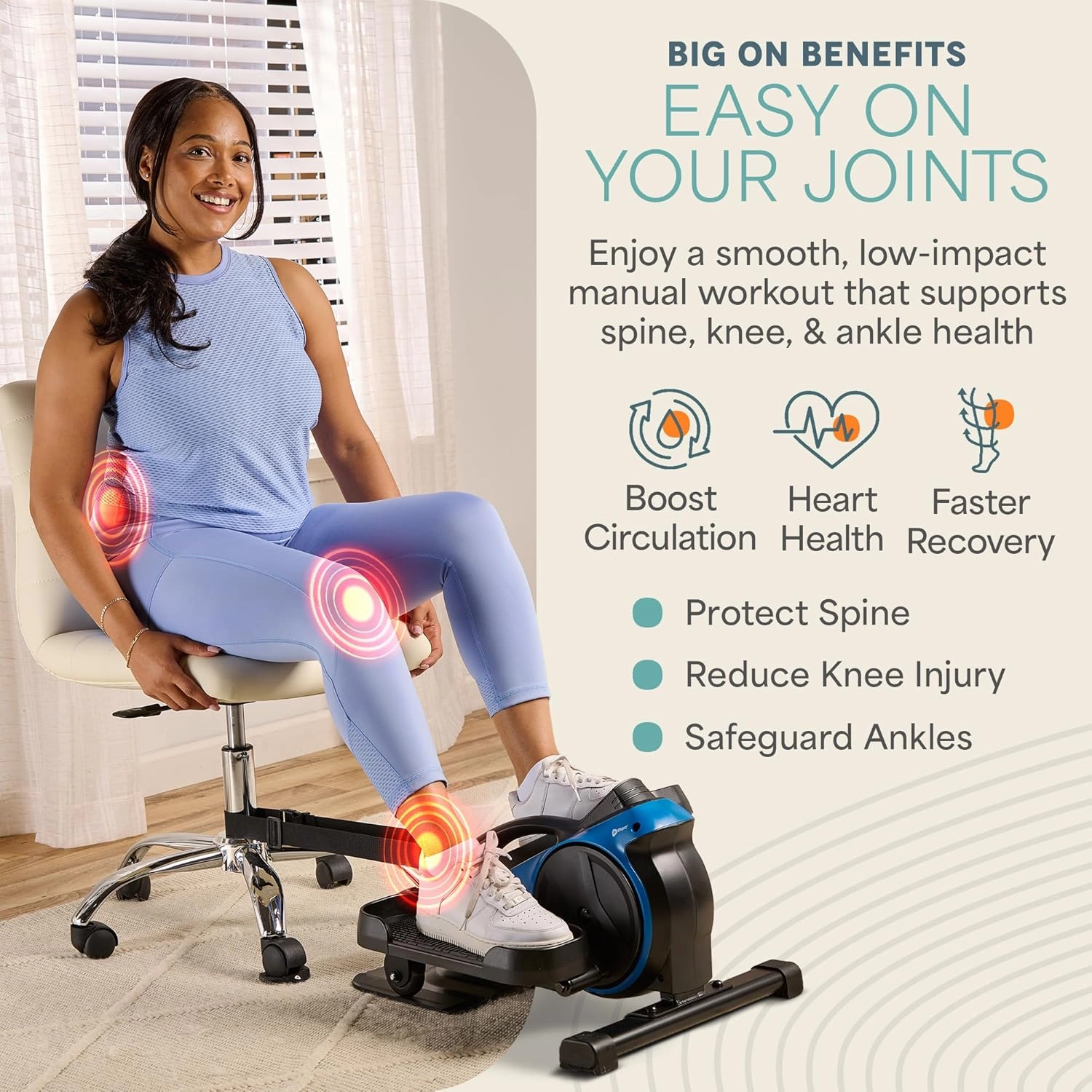 Lifepro Under Desk Elliptical Exercise Machine – Mini Bike Elliptical for Low Impact Leg & Arm Movement – Quiet Magnetic Resistance, LCD Display – Compact Seated Workout for Seniors
