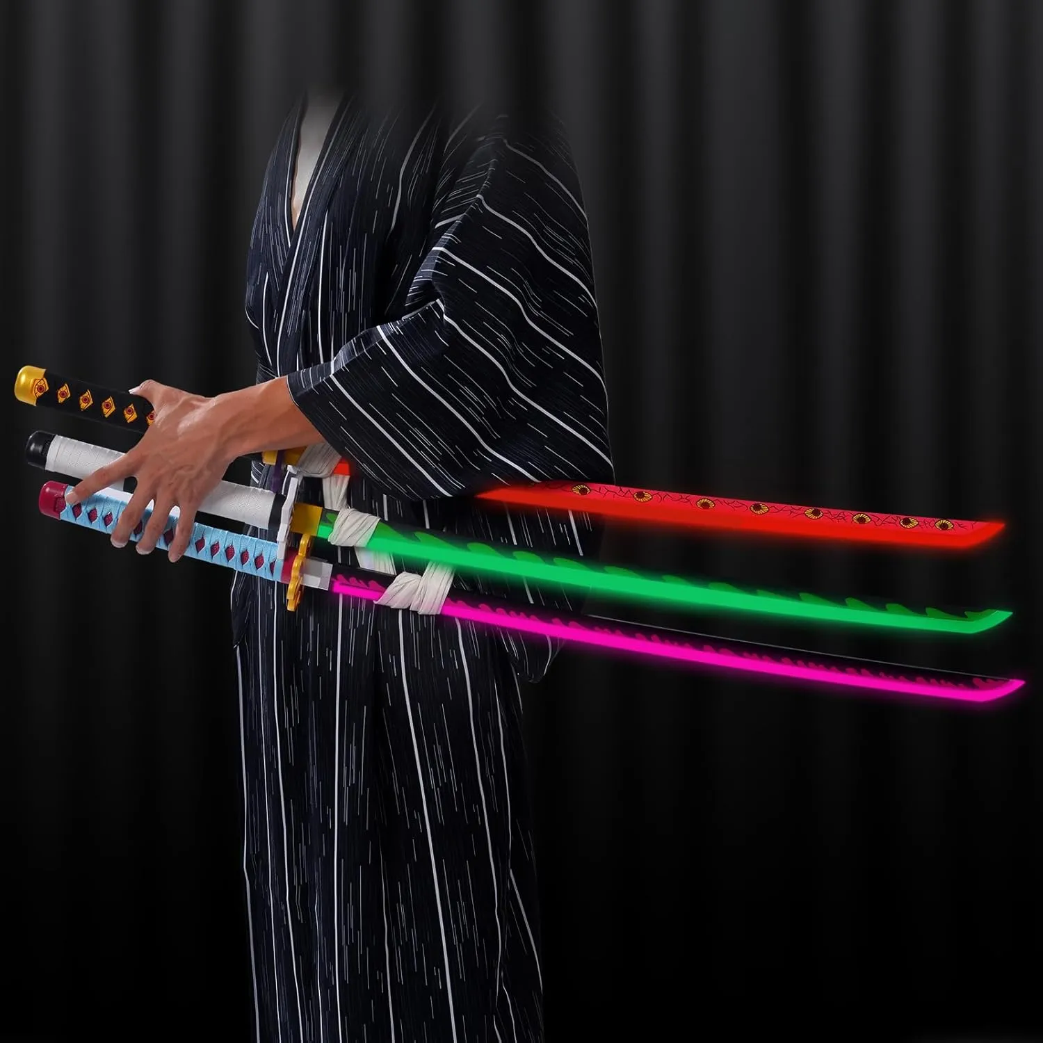 Light-Up Sanemi Sword Replica with Rechargeable Battery, 30 Inch LED Katana with Display Stand, and Belt,Wands for Cosplay and Collection, Perfect for Halloween and Gift