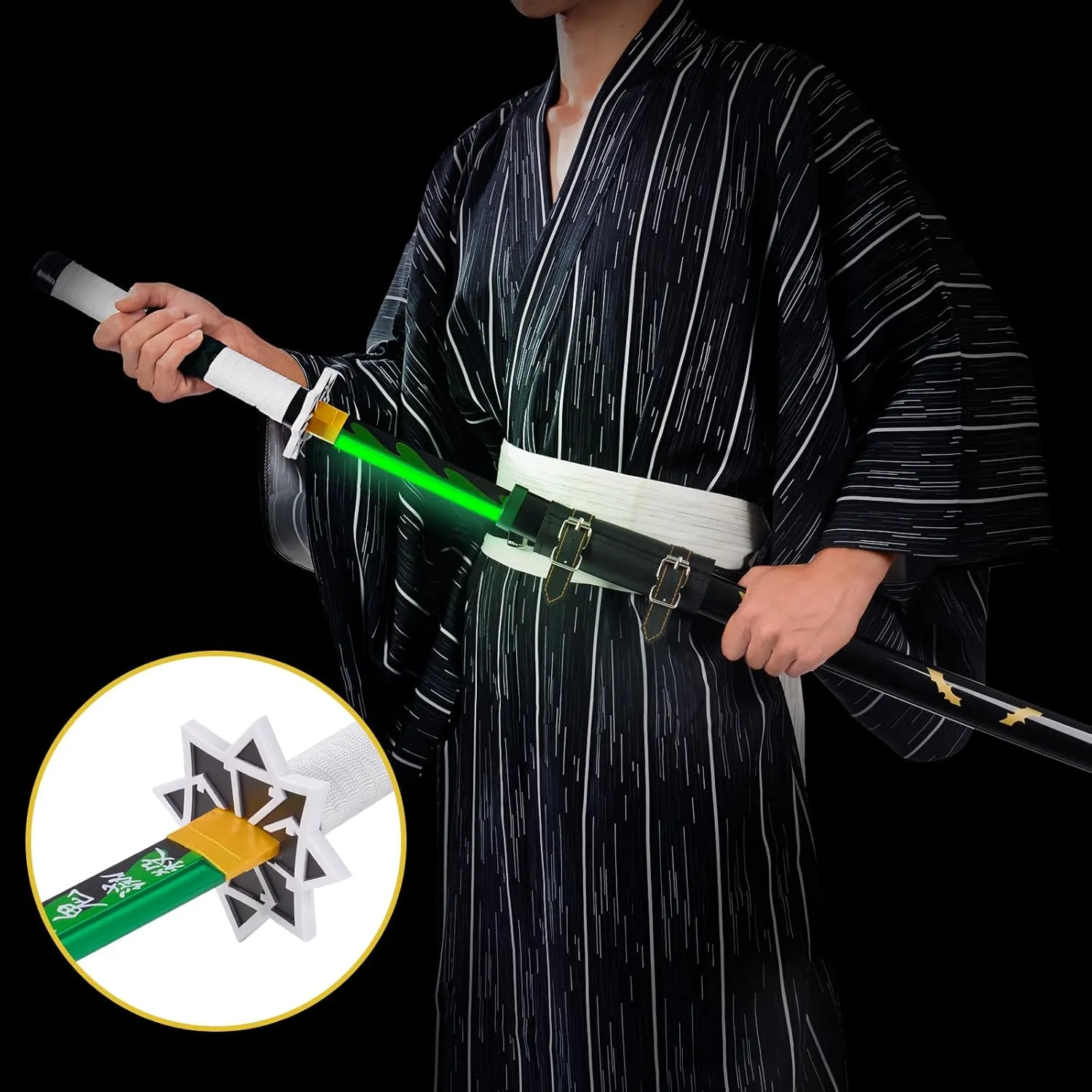 Light-Up Sanemi Sword Replica with Rechargeable Battery, 30 Inch LED Katana with Display Stand, and Belt,Wands for Cosplay and Collection, Perfect for Halloween and Gift