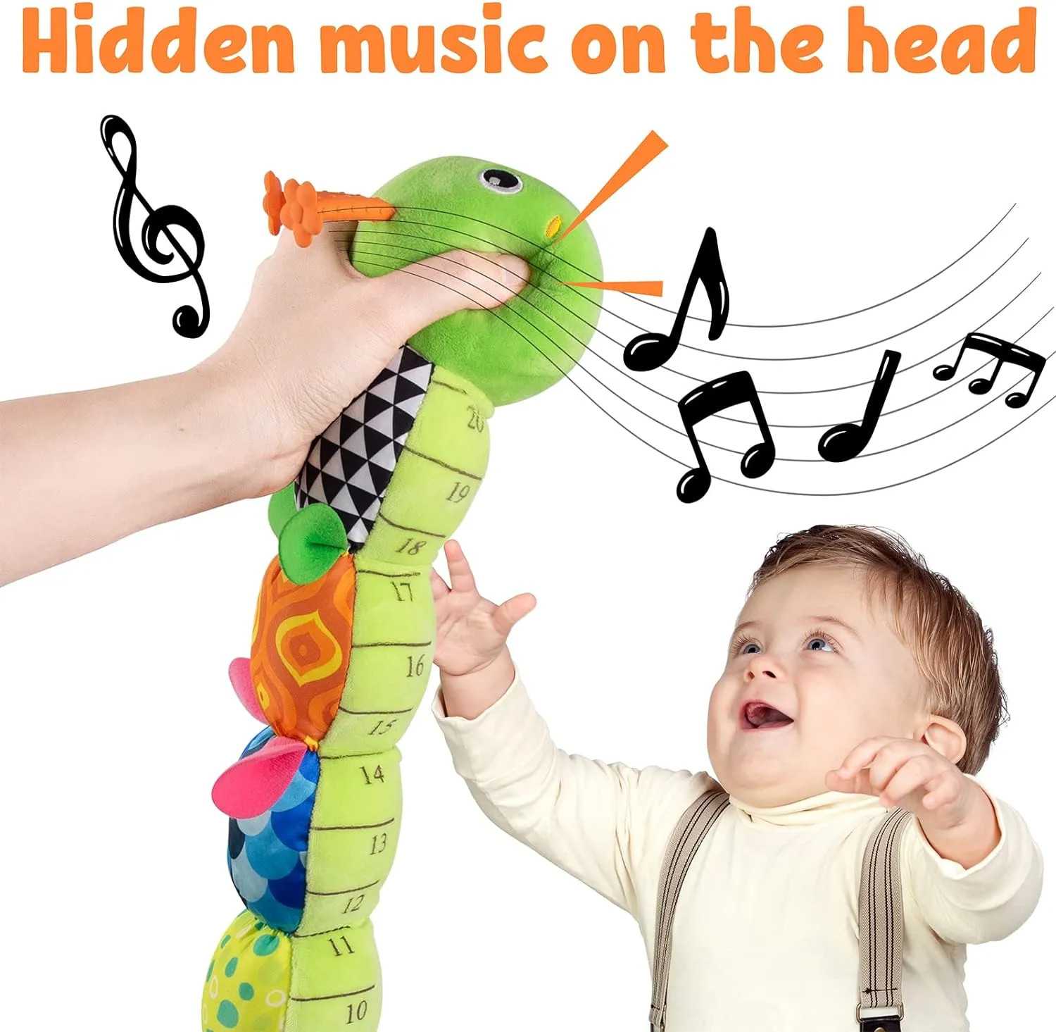 LIGHTDESIRE Baby Toys Musical Caterpillar,Infant Stuffed Animal Toys with Crinkle and Rattles,Soft Sensory Toys with Textures for Tummy Time Newborn Boys Girls 0 3 6 12 Months(Green)