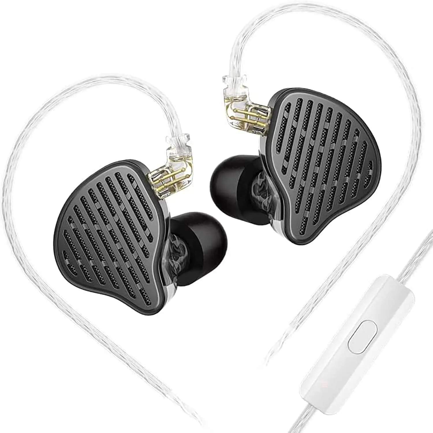 Linsoul KZ x HBB PR2 13.2mm Planar Driver in Ear Monitor, HiFi IEM Earphones with N52 Magnet Array, Nanoscale Diaphragm, Detachable 2 Pin Silver-Plated Cable for Gaming Audiophile (Black, with Mic)