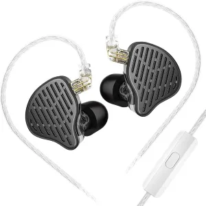Linsoul KZ x HBB PR2 13.2mm Planar Driver in Ear Monitor, HiFi IEM Earphones with N52 Magnet Array, Nanoscale Diaphragm, Detachable 2 Pin Silver-Plated Cable for Gaming Audiophile (Black, with Mic)