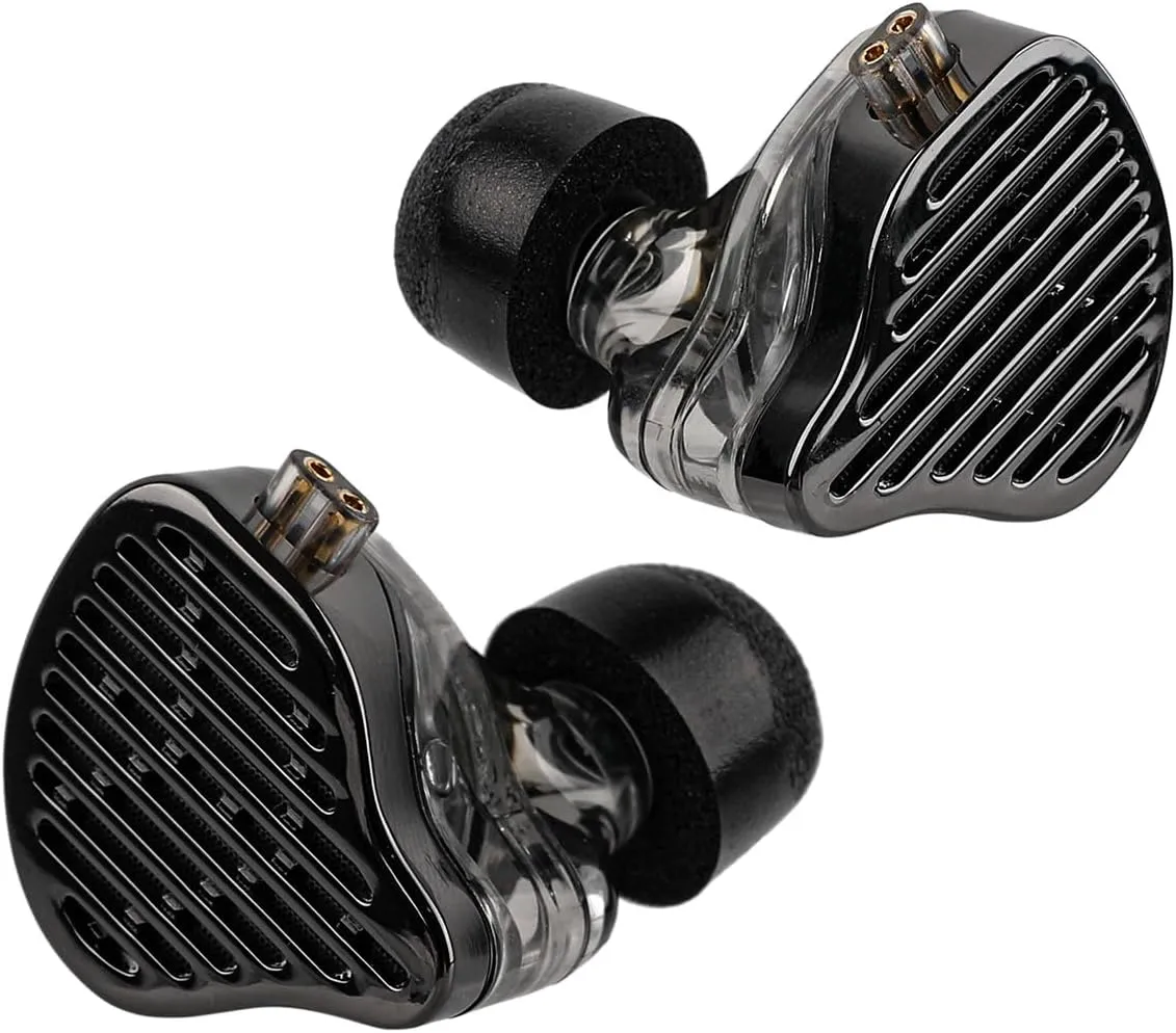 Linsoul KZ x HBB PR2 13.2mm Planar Driver in Ear Monitor, HiFi IEM Earphones with N52 Magnet Array, Nanoscale Diaphragm, Detachable 2 Pin Silver-Plated Cable for Gaming Audiophile (Black, with Mic)