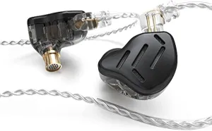 Linsoul KZ Zax 1DD 7BA Hybrid Driver HiFi in-Ear Earphones with Zin Alloy Shell, Detachable 2 Pin 0.75mm OFC Cable (Without Mic, Black)