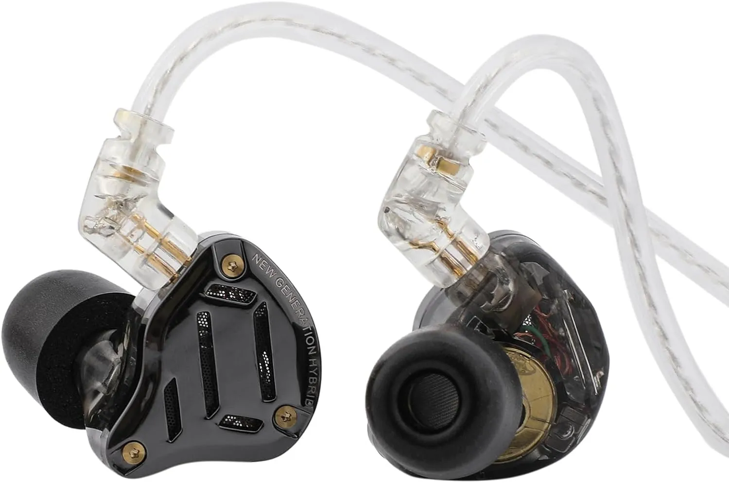 Linsoul KZ ZS10 PRO 2 In Ear Monitor IEM, 1DD 4BA Hybrid Wired Earbuds, with 4-Level Tuning Switch, 3-Way Crossover Gaming Earbuds, Silver-plated IEM Cable for Musician Audiophile (Black, Without Mic)