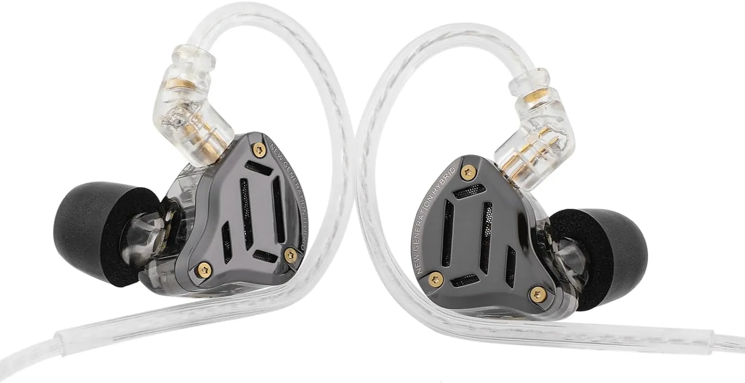 Linsoul KZ ZS10 PRO 2 In Ear Monitor IEM, 1DD 4BA Hybrid Wired Earbuds, with 4-Level Tuning Switch, 3-Way Crossover Gaming Earbuds, Silver-plated IEM Cable for Musician Audiophile (Black, Without Mic)